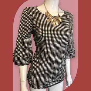 Cute plaid design top with bell sleeves